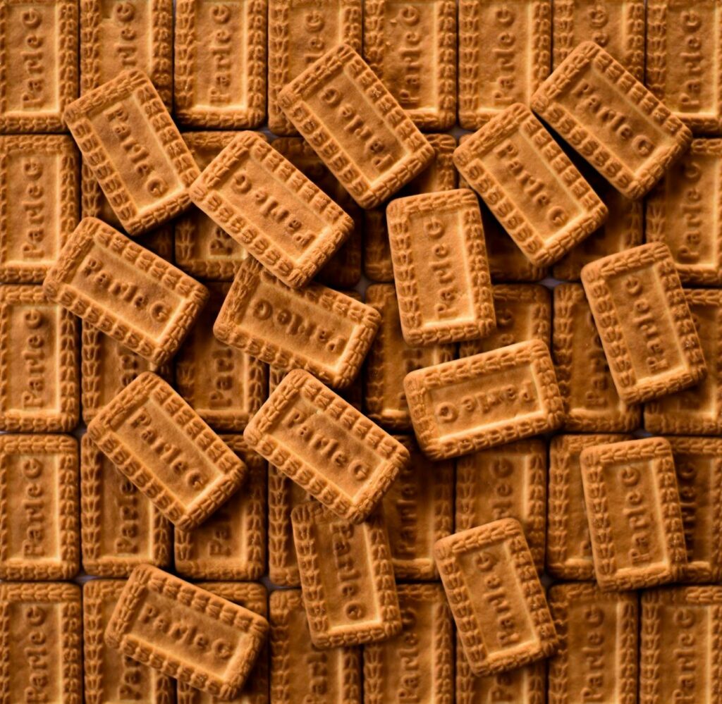 parle g biscuits laying on top of each other